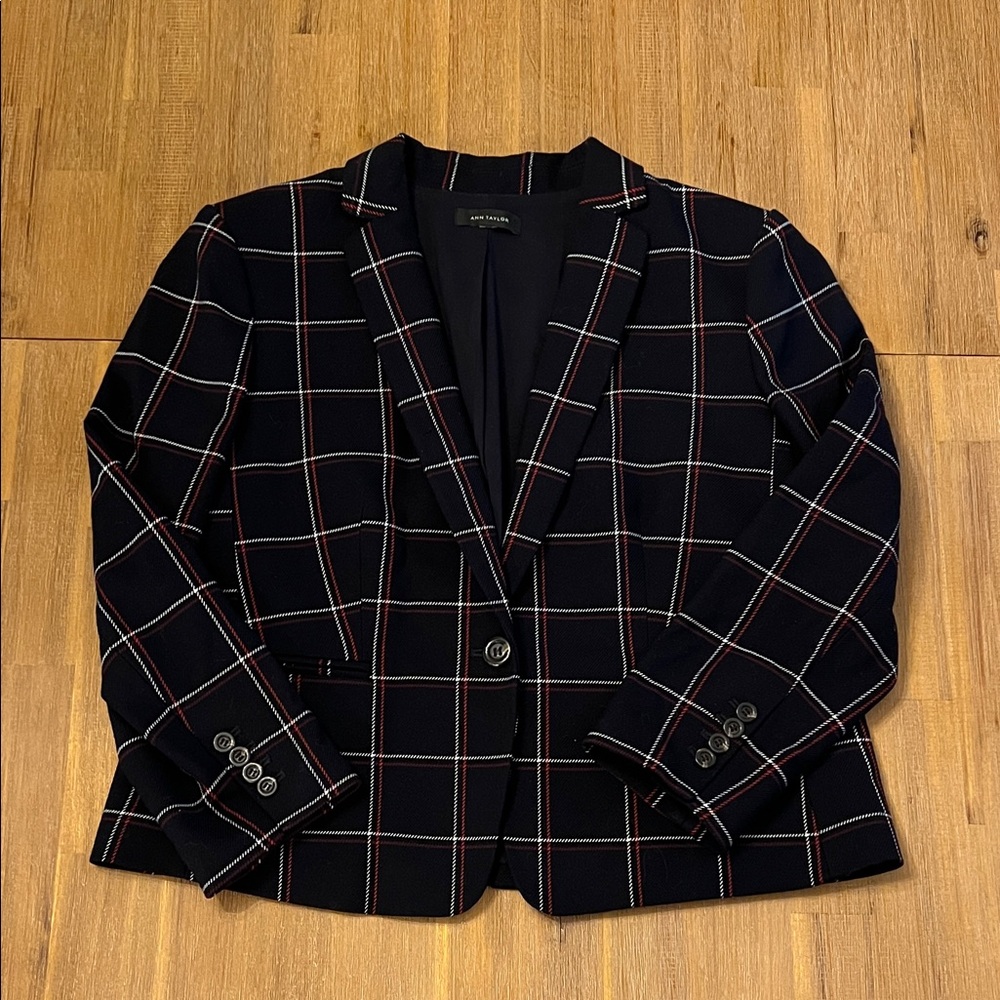 Ann Taylor Black Plaid Blazer